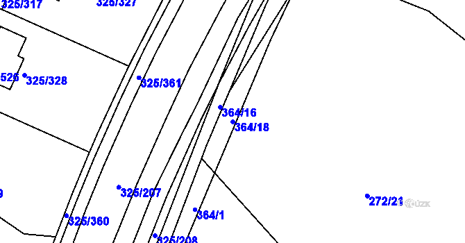 Parcela st. 364/18 v KÚ Bradlec, Katastrální mapa