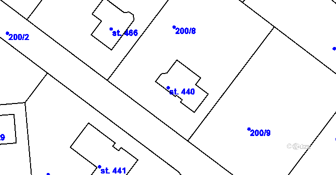 Parcela st. 440 v KÚ Bradlec, Katastrální mapa