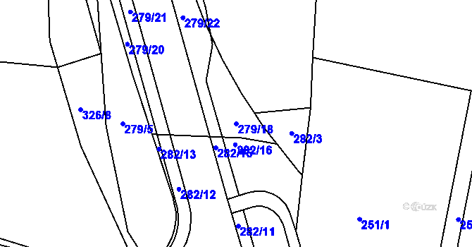Parcela st. 279/18 v KÚ Bradlec, Katastrální mapa
