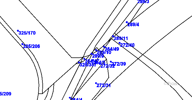 Parcela st. 289/10 v KÚ Bradlec, Katastrální mapa