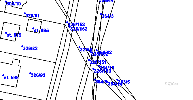 Parcela st. 364/42 v KÚ Bradlec, Katastrální mapa
