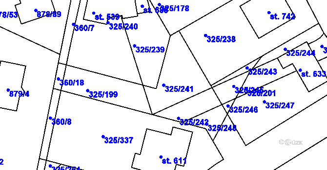 Parcela st. 325/241 v KÚ Bradlec, Katastrální mapa