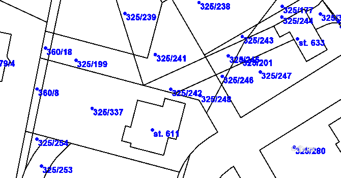 Parcela st. 325/242 v KÚ Bradlec, Katastrální mapa