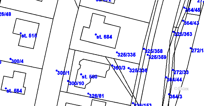 Parcela st. 326/79 v KÚ Bradlec, Katastrální mapa
