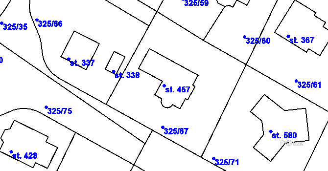 Parcela st. 457 v KÚ Bradlec, Katastrální mapa