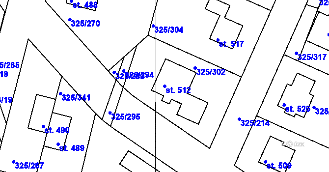 Parcela st. 512 v KÚ Bradlec, Katastrální mapa