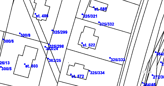 Parcela st. 522 v KÚ Bradlec, Katastrální mapa