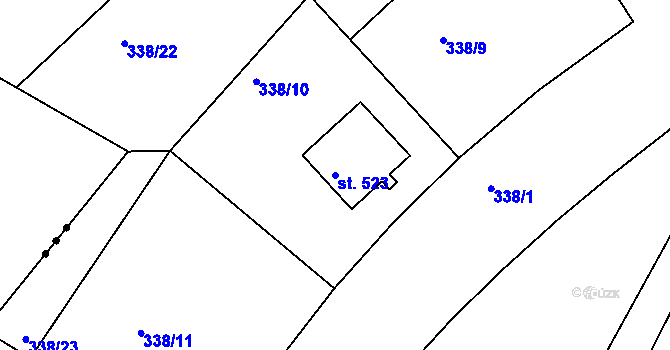 Parcela st. 523 v KÚ Bradlec, Katastrální mapa