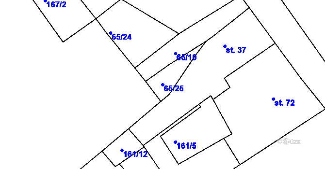 Parcela st. 65/25 v KÚ Bradlec, Katastrální mapa