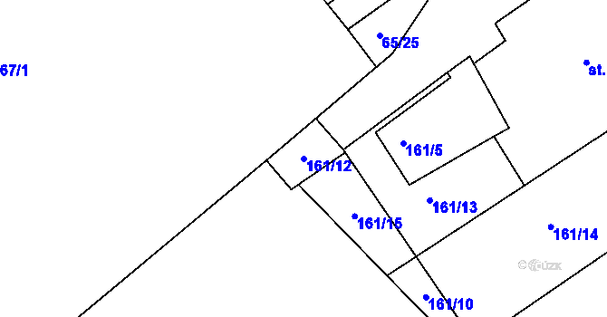 Parcela st. 161/12 v KÚ Bradlec, Katastrální mapa