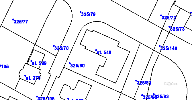 Parcela st. 549 v KÚ Bradlec, Katastrální mapa