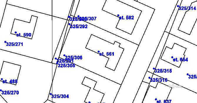 Parcela st. 561 v KÚ Bradlec, Katastrální mapa