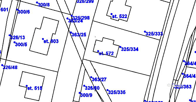 Parcela st. 572 v KÚ Bradlec, Katastrální mapa