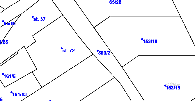 Parcela st. 380/2 v KÚ Bradlec, Katastrální mapa