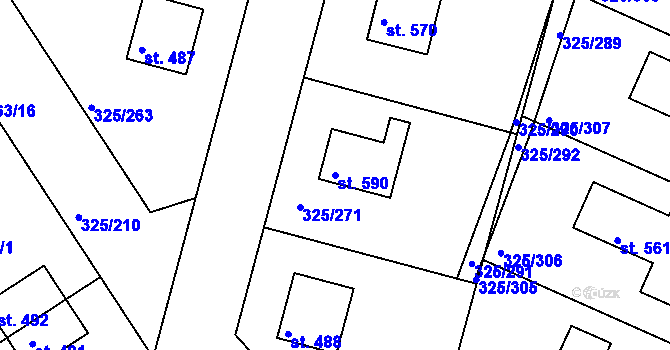 Parcela st. 590 v KÚ Bradlec, Katastrální mapa