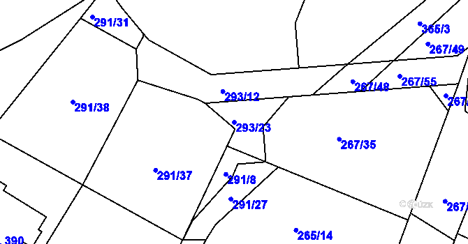 Parcela st. 293/23 v KÚ Bradlec, Katastrální mapa