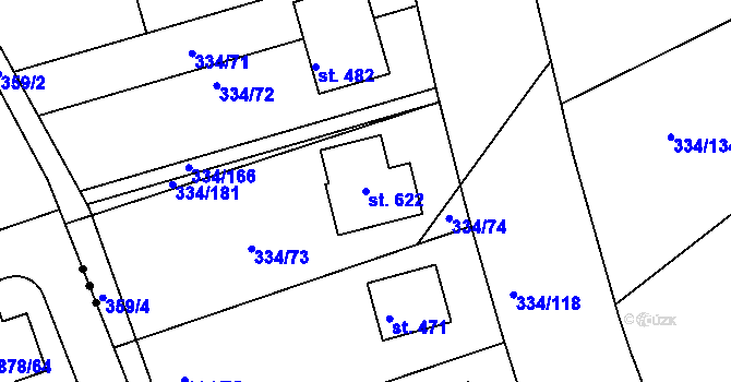 Parcela st. 622 v KÚ Bradlec, Katastrální mapa