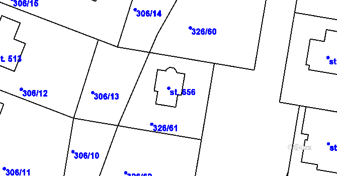 Parcela st. 656 v KÚ Bradlec, Katastrální mapa