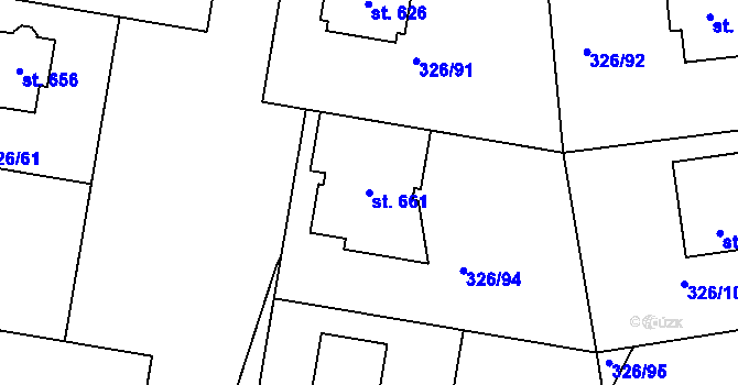 Parcela st. 661 v KÚ Bradlec, Katastrální mapa