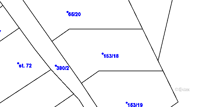 Parcela st. 153/18 v KÚ Bradlec, Katastrální mapa