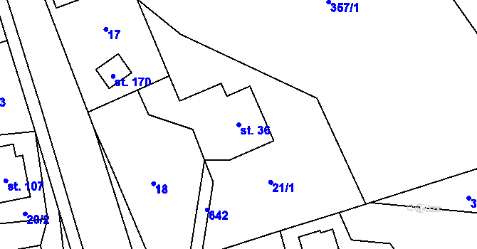 Parcela st. 36 v KÚ Bradlecká Lhota, Katastrální mapa