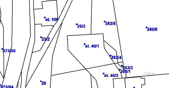 Parcela st. 40/1 v KÚ Bradlecká Lhota, Katastrální mapa