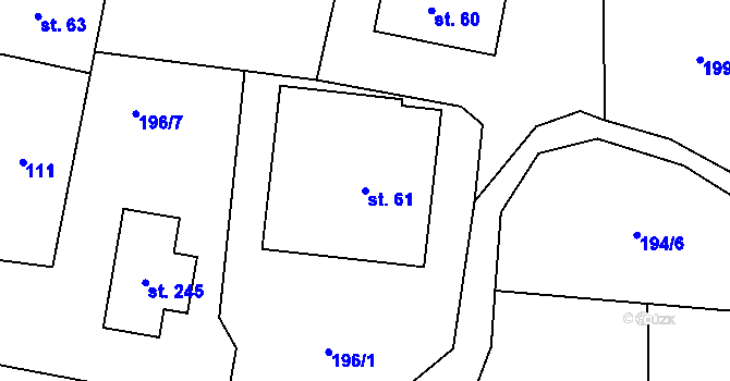 Parcela st. 61 v KÚ Bradlecká Lhota, Katastrální mapa