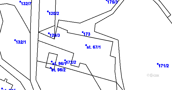 Parcela st. 67/1 v KÚ Bradlecká Lhota, Katastrální mapa