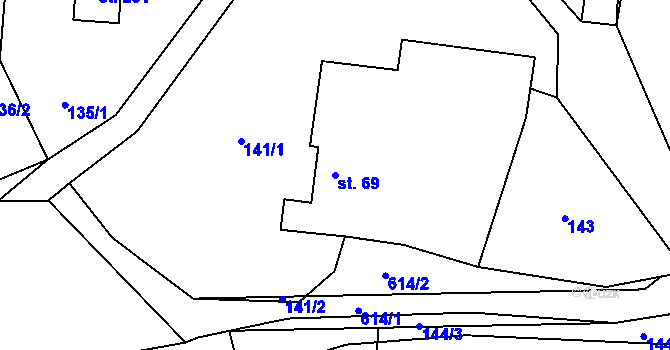 Parcela st. 69 v KÚ Bradlecká Lhota, Katastrální mapa