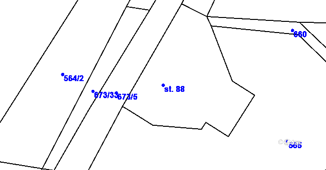 Parcela st. 88 v KÚ Bradlecká Lhota, Katastrální mapa
