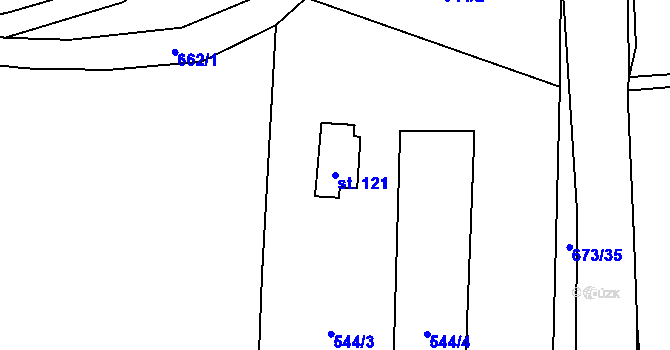 Parcela st. 121 v KÚ Bradlecká Lhota, Katastrální mapa