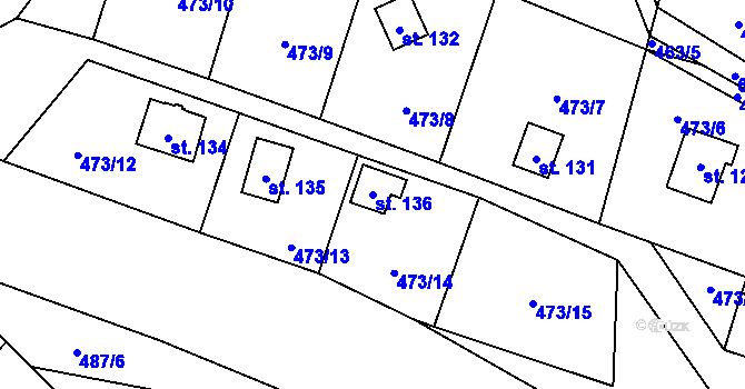 Parcela st. 136 v KÚ Bradlecká Lhota, Katastrální mapa