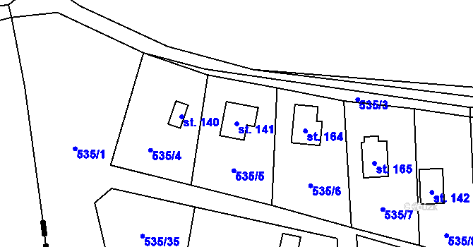 Parcela st. 141 v KÚ Bradlecká Lhota, Katastrální mapa
