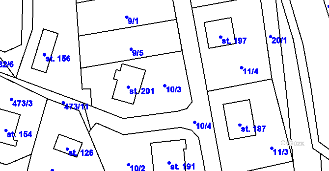 Parcela st. 10/3 v KÚ Bradlecká Lhota, Katastrální mapa