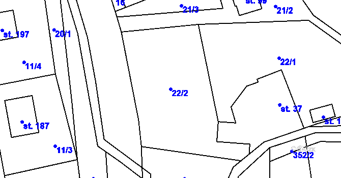 Parcela st. 22/2 v KÚ Bradlecká Lhota, Katastrální mapa