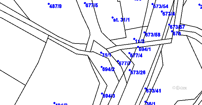 Parcela st. 31/1 v KÚ Bradlecká Lhota, Katastrální mapa