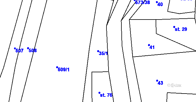 Parcela st. 35/1 v KÚ Bradlecká Lhota, Katastrální mapa