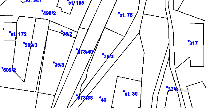 Parcela st. 36/3 v KÚ Bradlecká Lhota, Katastrální mapa