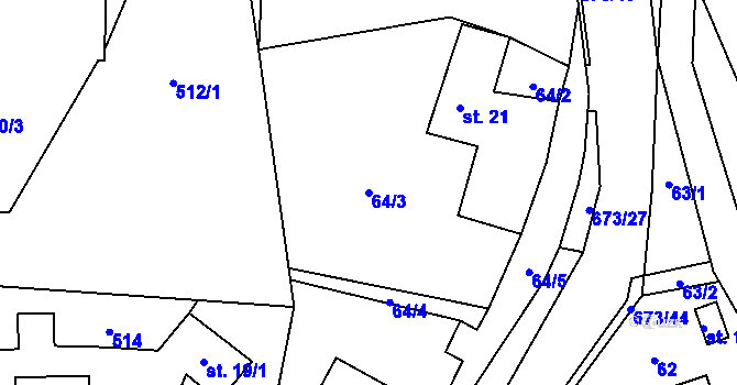 Parcela st. 64/3 v KÚ Bradlecká Lhota, Katastrální mapa