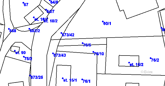 Parcela st. 76/5 v KÚ Bradlecká Lhota, Katastrální mapa