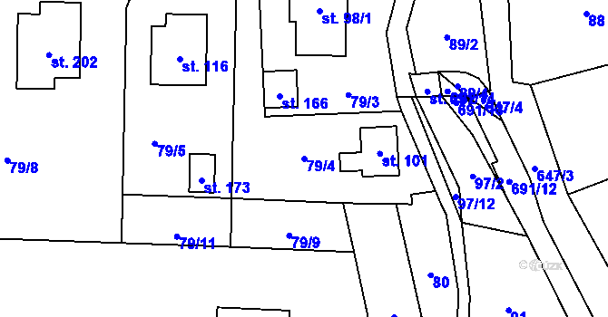 Parcela st. 79/4 v KÚ Bradlecká Lhota, Katastrální mapa