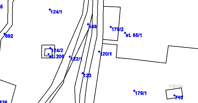 Parcela st. 120/1 v KÚ Bradlecká Lhota, Katastrální mapa