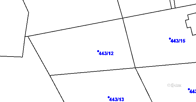 Parcela st. 443/12 v KÚ Bradlecká Lhota, Katastrální mapa