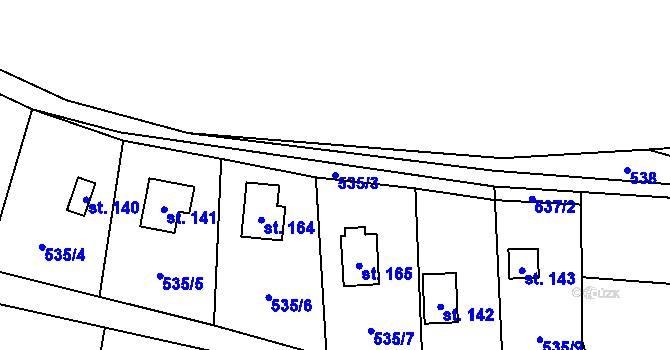 Parcela st. 535/3 v KÚ Bradlecká Lhota, Katastrální mapa