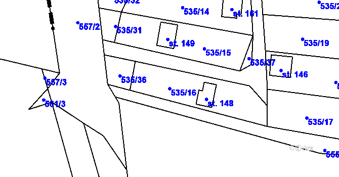 Parcela st. 535/16 v KÚ Bradlecká Lhota, Katastrální mapa
