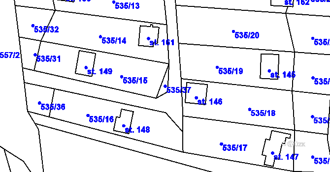 Parcela st. 535/37 v KÚ Bradlecká Lhota, Katastrální mapa