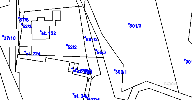 Parcela st. 55/3 v KÚ Bradlecká Lhota, Katastrální mapa