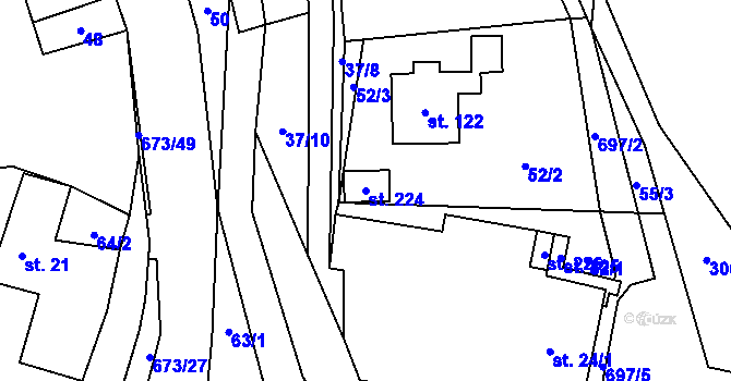 Parcela st. 224 v KÚ Bradlecká Lhota, Katastrální mapa