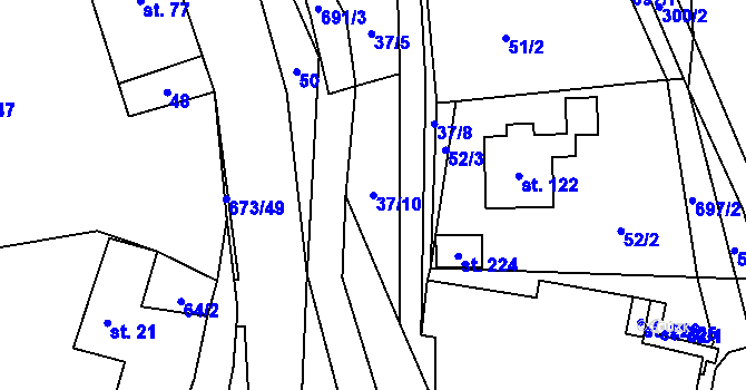 Parcela st. 37/10 v KÚ Bradlecká Lhota, Katastrální mapa