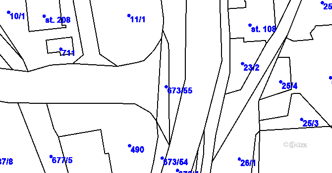 Parcela st. 673/55 v KÚ Bradlecká Lhota, Katastrální mapa